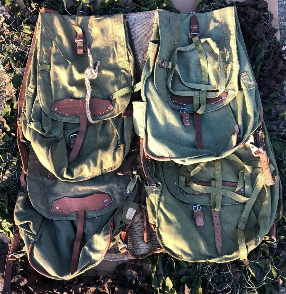 Romanian Army Olive Green Canvas and Leather Backpack