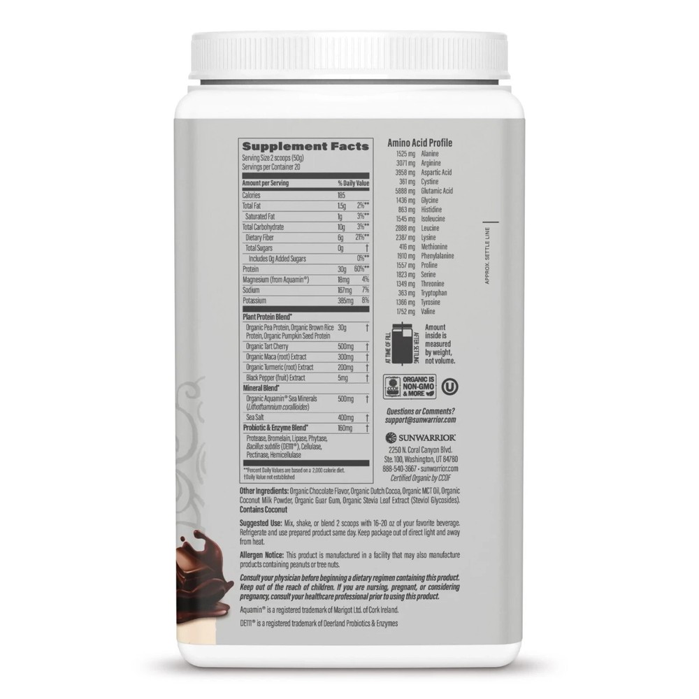 Sunwarrior Pre & Post Workout Active Protein Vegan - Vanilla Protein, 2.2 lbs