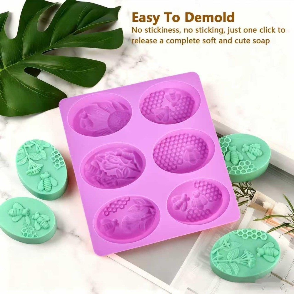 MULTI-PURPOSE SILICONE SOAP AND CRAFT MOLD WITH BEES AND FLOWER PATTERNS