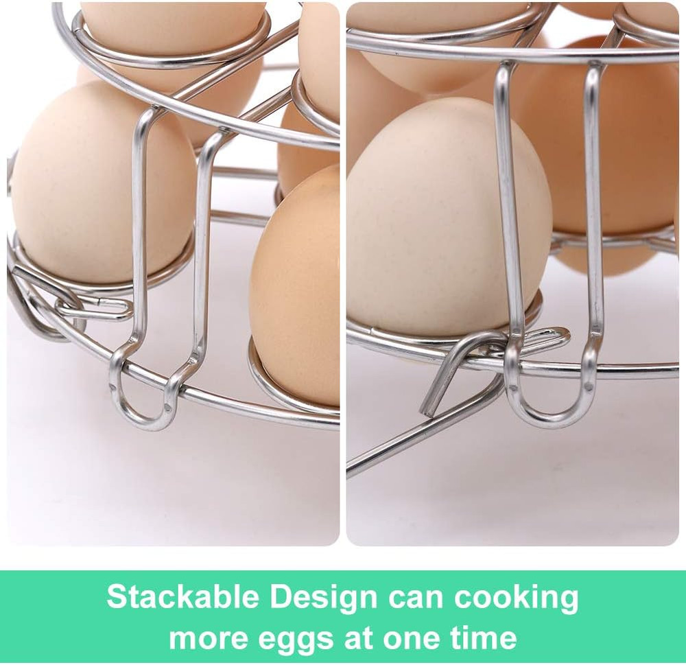 Stackable Egg Steamer Rack, Egg Cooking Rack with Heat Resistant Silicone Handl