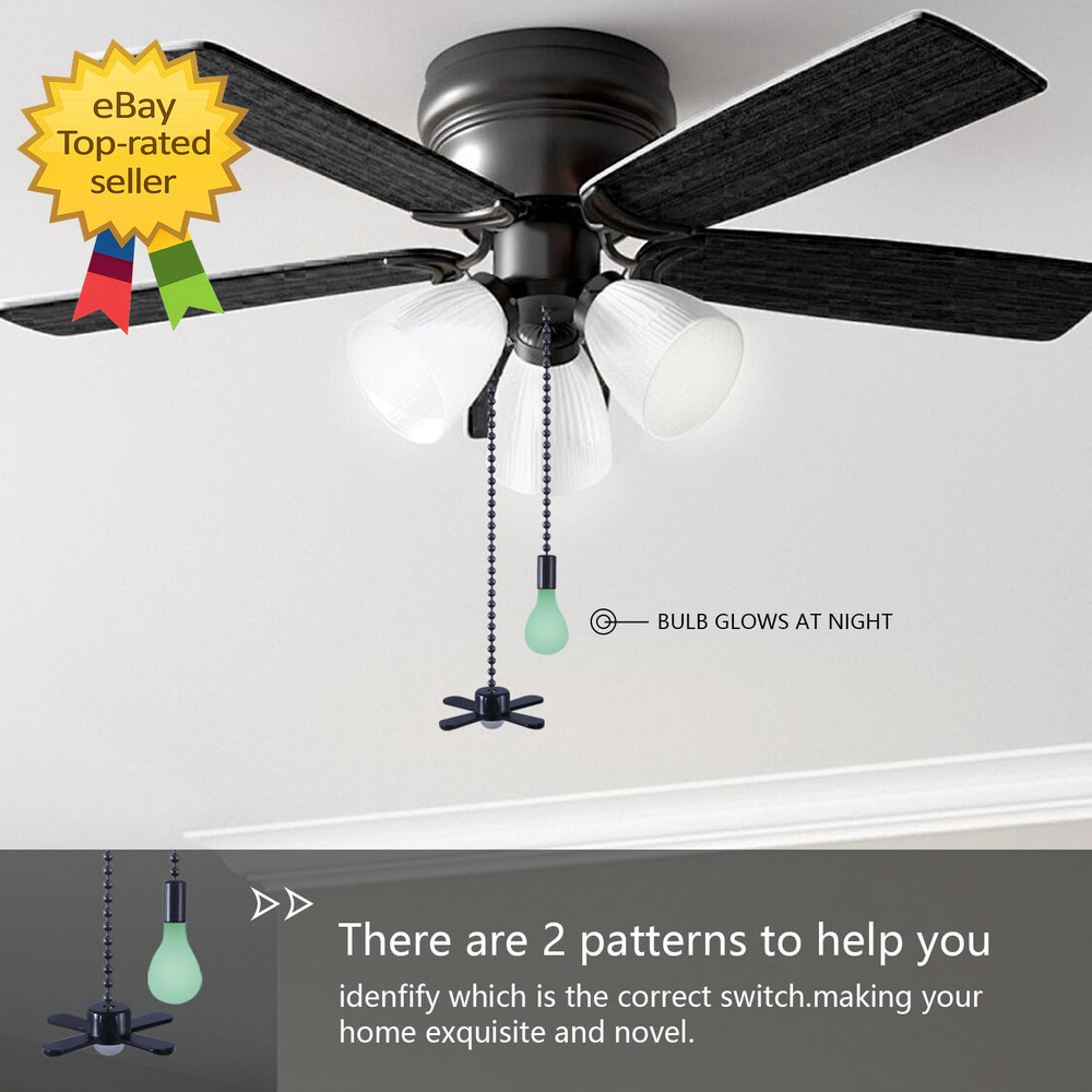Black Ceiling Fan Pull Chain Set 2Pack 3Mm Diameter Beaded Fluorescent Decorativ