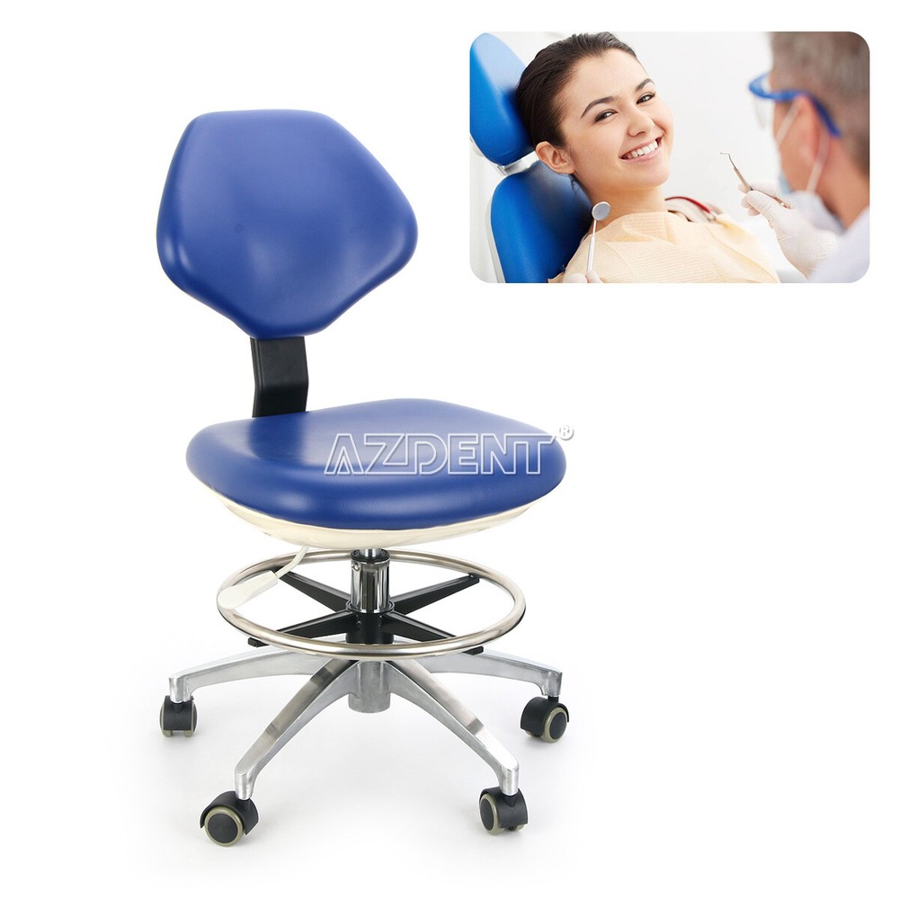 Dental Assistant Stool 360° Rotation Armrest PU Back Curve Casters Doctors