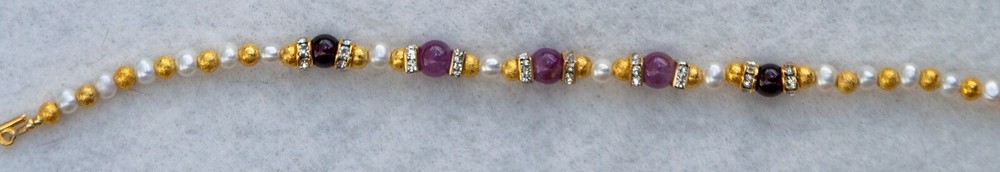 * RUBY BRACELET *  Ruby, Garnet, Pearl & Crystal Handmade Bracelet