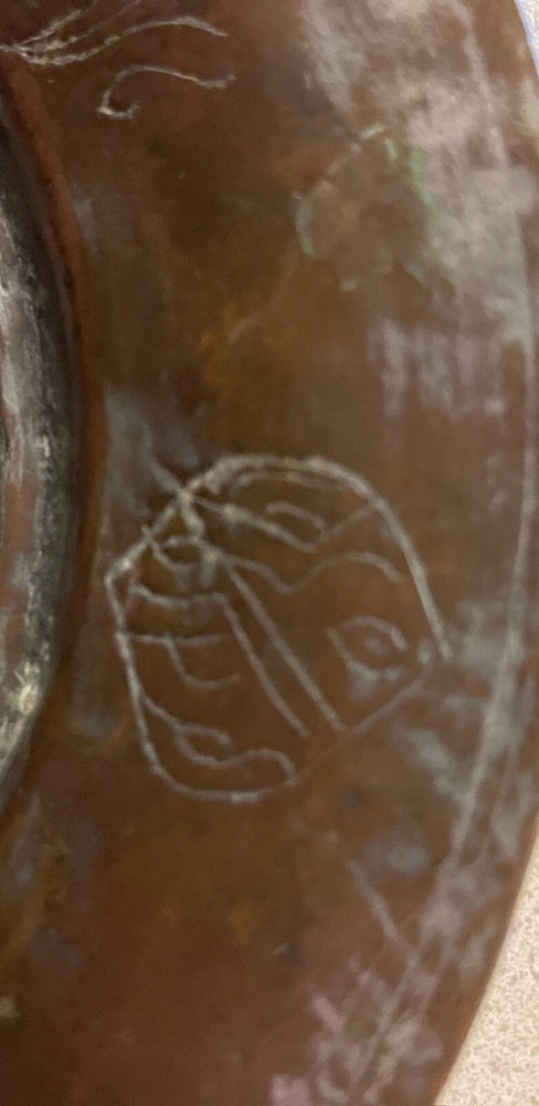 Antique Persian Copper Bowl Hand Engraved Arabic Script