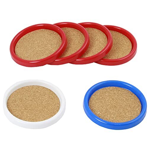 Basic Cork Coasters with Plastic Frame, 4 inches in diameter 4 piece set,