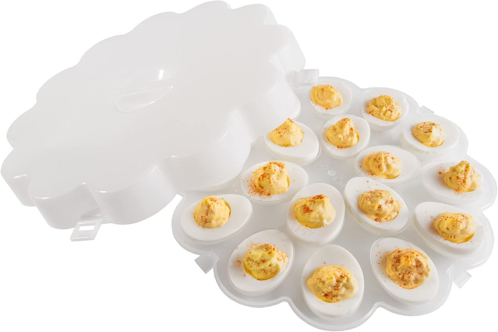 Deviled Egg Containers with Lid – Set of 2 Platters Hold 18 Eggs Each – Egg Cont