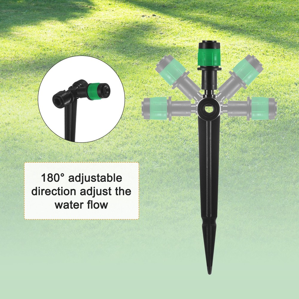 12-Pack Drip Irrigation Emitters, Adjustable 360 Degree, Dark Green