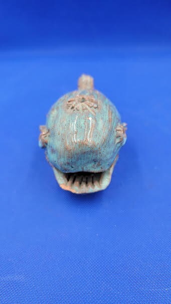 HAND CRAFTED BLUE CERAMIC WHALE DECORATIVE/INCENSE HOLDER