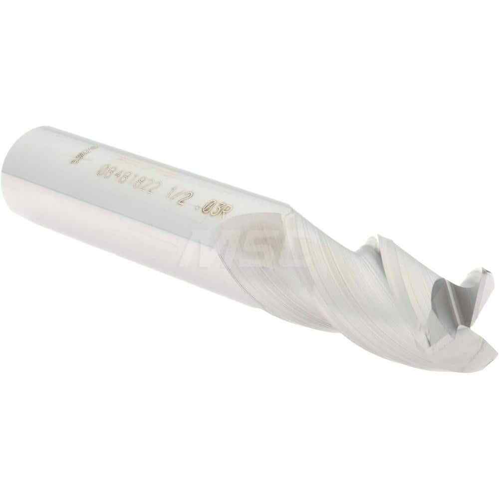 Accupro 1/2" Diam 3 Flute Single End Solid Carbide 0.03" Corner Radius End Mi...