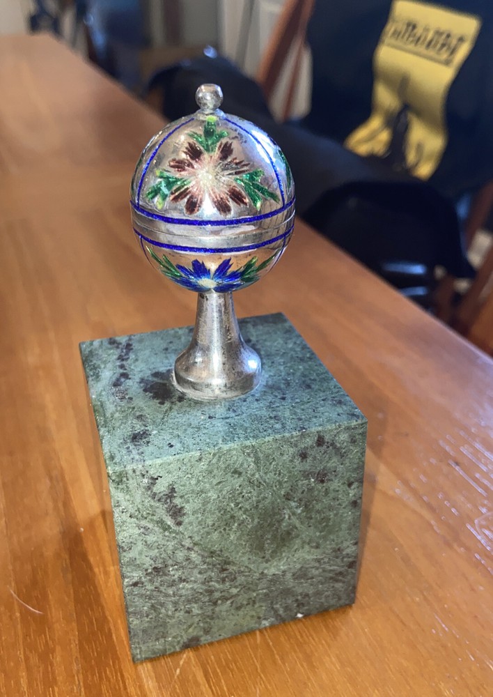 ENAMELED STERLING PEDESTAL CONTAINER / MONSTRANCE ? SAMPLE