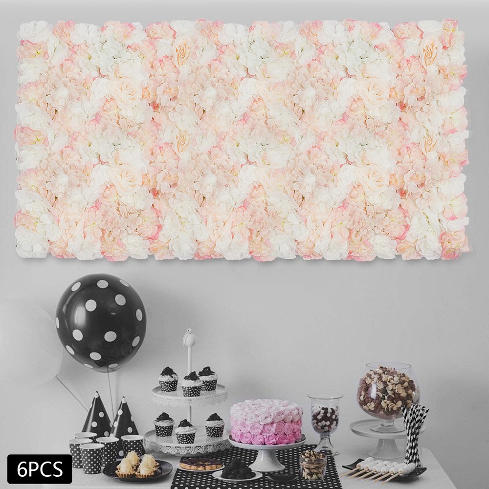 Artificial Flower Wall Backdrop 6 Panel Set Wedding Decor Champagne White Roses