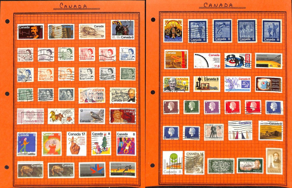 Canada Stamp Collection on 21 Quad & Stock Pages, Nice Selection