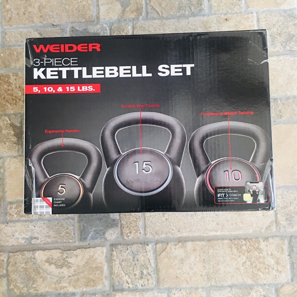 NEW Weider (30lbs)Training Kettlebell Set include 5LB,10lbs,15LB