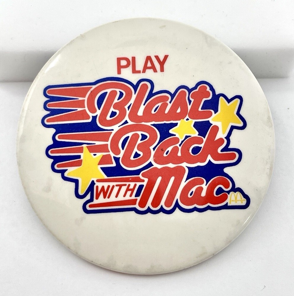1980's McDonald's Blast Back With Mac 3" Pinback Button