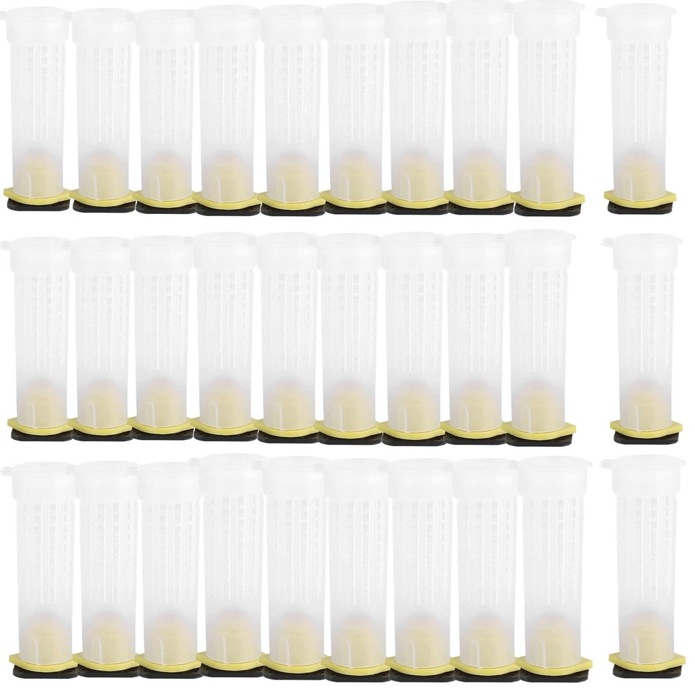 30 Queen Bee Roller Cages - Plastic Beekeeping Rearing Cup Holder Tool