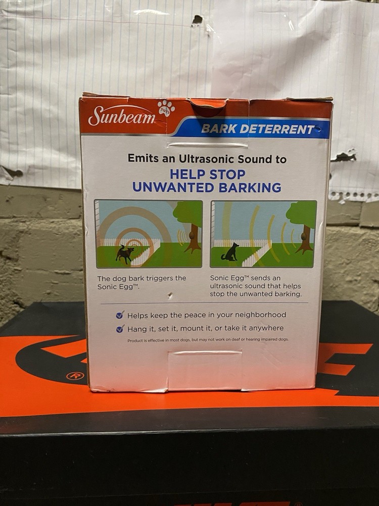 Sunbeam SBBCU1 Sonic Egg Ultrasonic Bark Control Device. NIB