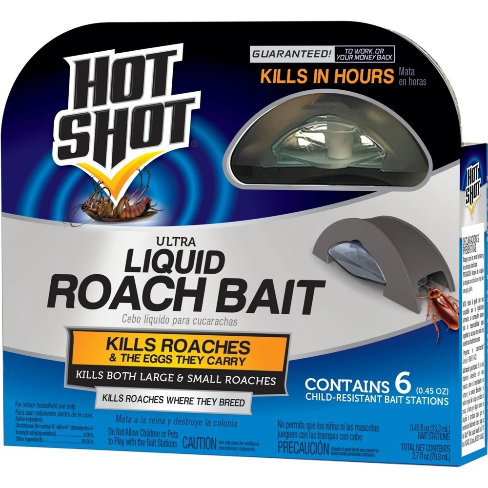 Hot Shot Liquid Roach Bait Killer, 1-Pack, 6-Count
