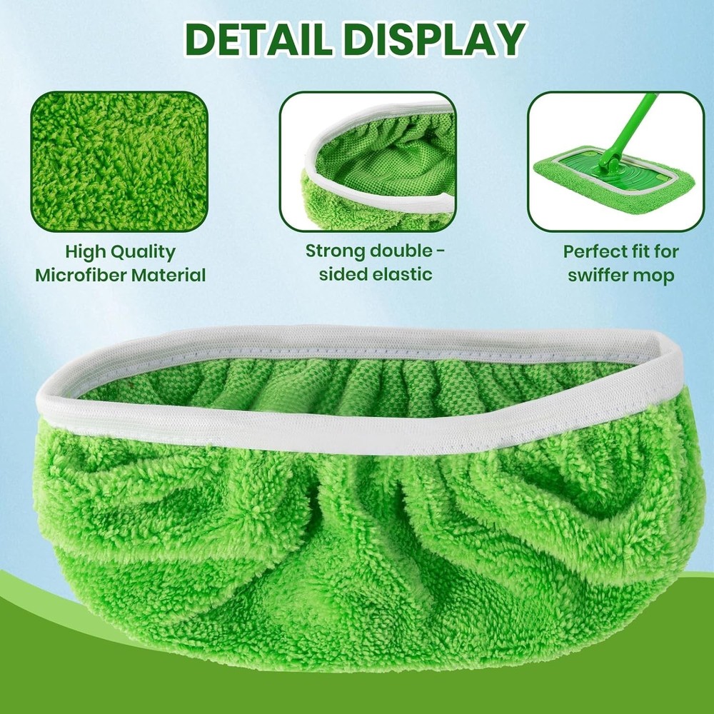 Universal Fit Mop Pads - Machine-Washable Microfiber 6-Pack for Easy Cleaning