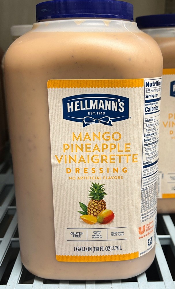 1- Gallon Hellmann's Mango Pineapple Vinaigrette Dressing Bulk, (128Oz}