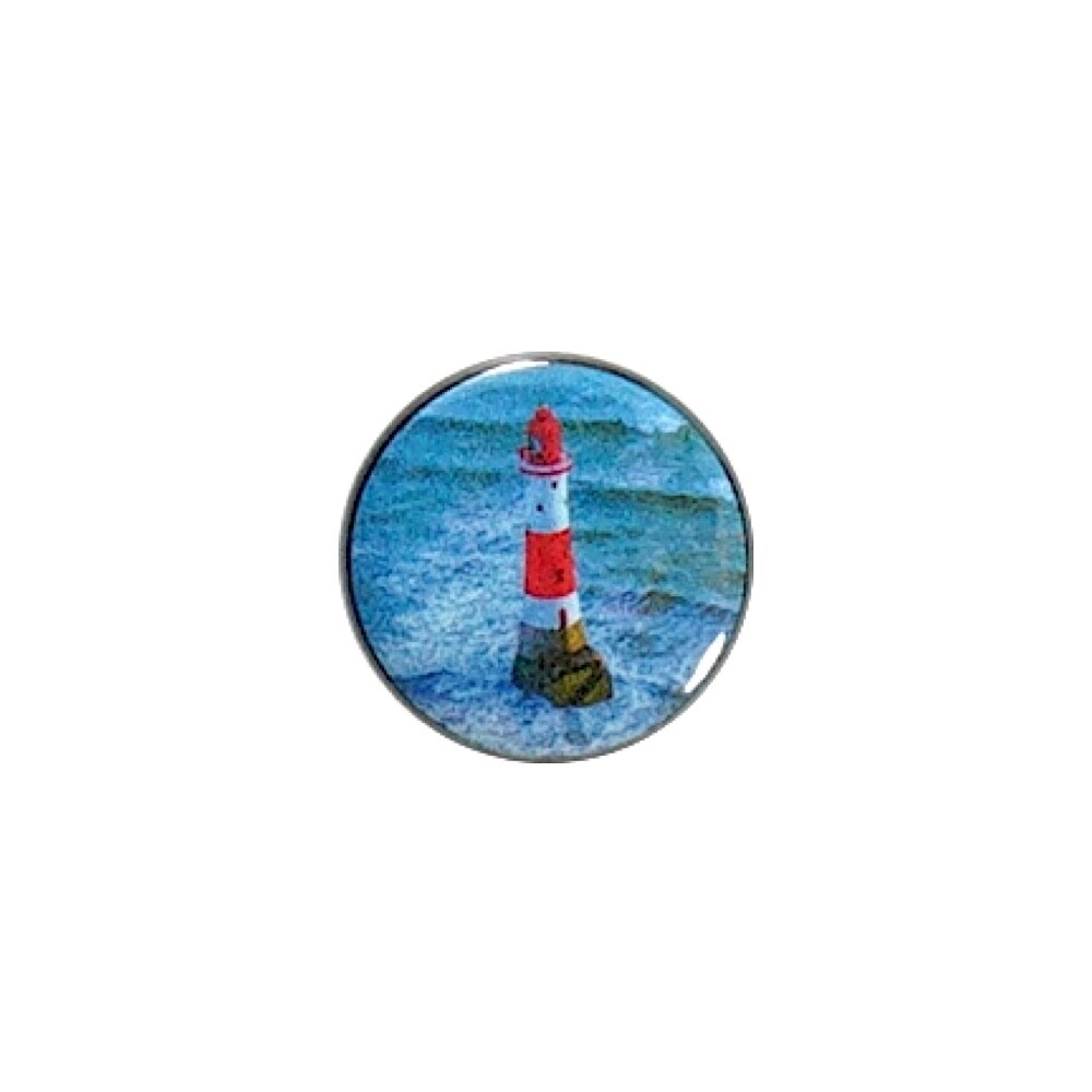 Red & White Lighthouse Pin Button Cute Coastal Lighthouse Backpack Pin 1” 37-1
