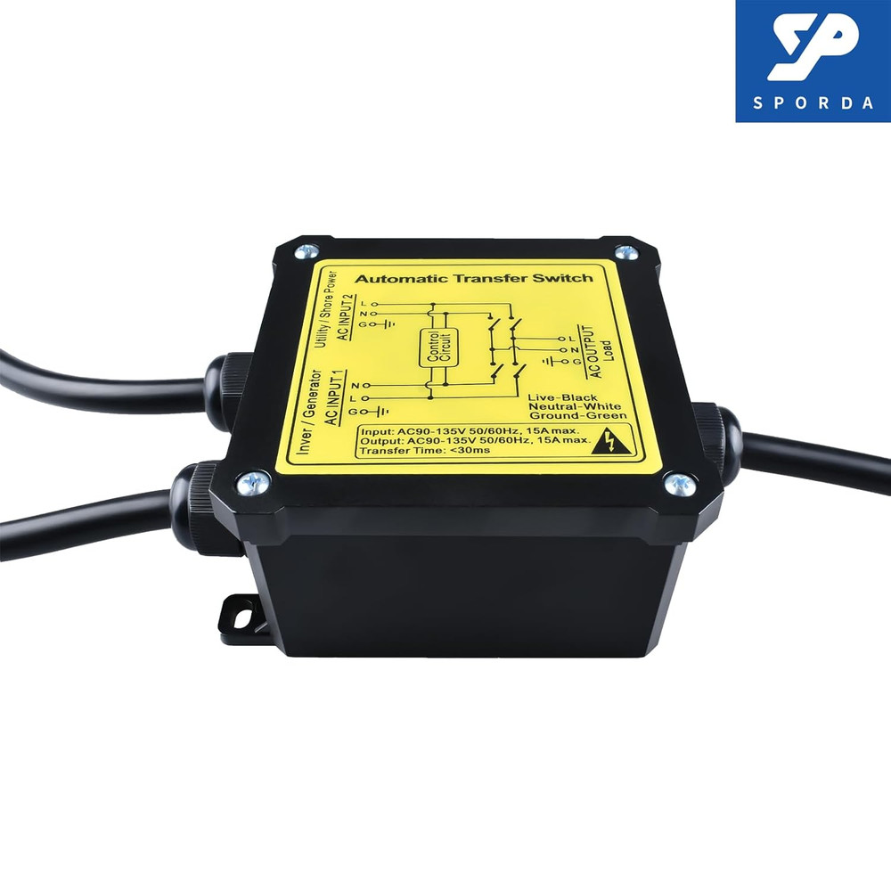 AC120V 15Amp Automatic Transfer Switch, ATS Auto Transfer Switch