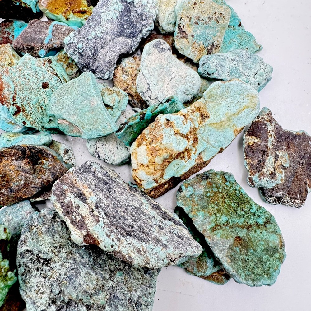 One Pound Natural Veins Turquoise Thin Authentic Hard Blue & Green