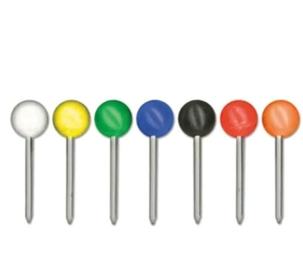 Gem Map Tacks, Plastic, Assorted, 3/8", 200/Box (GEMMTA)