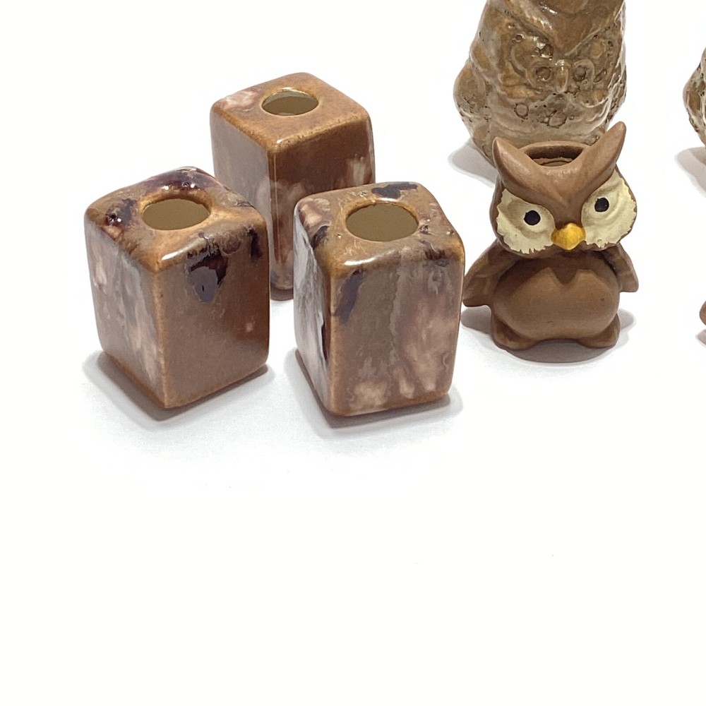 Vintage Macrame Beads Owl Lot Macrame Ceramic Beads
