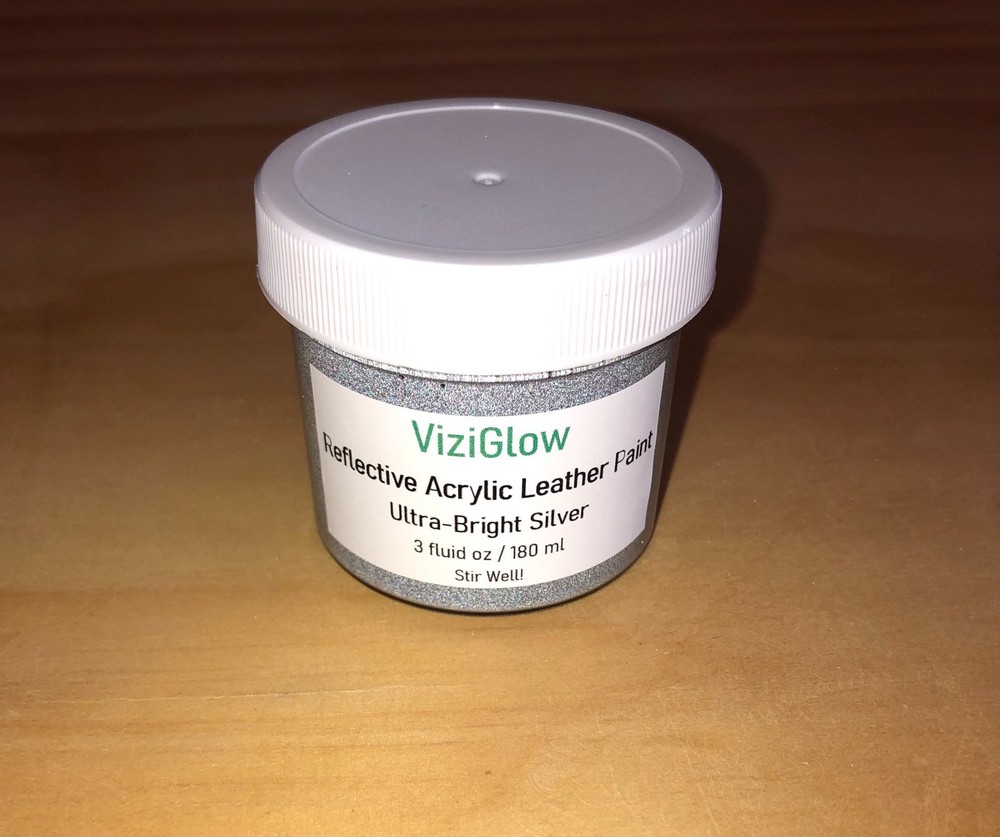 Reflective Acrylic Leather Paint - 3 oz - White and Silver