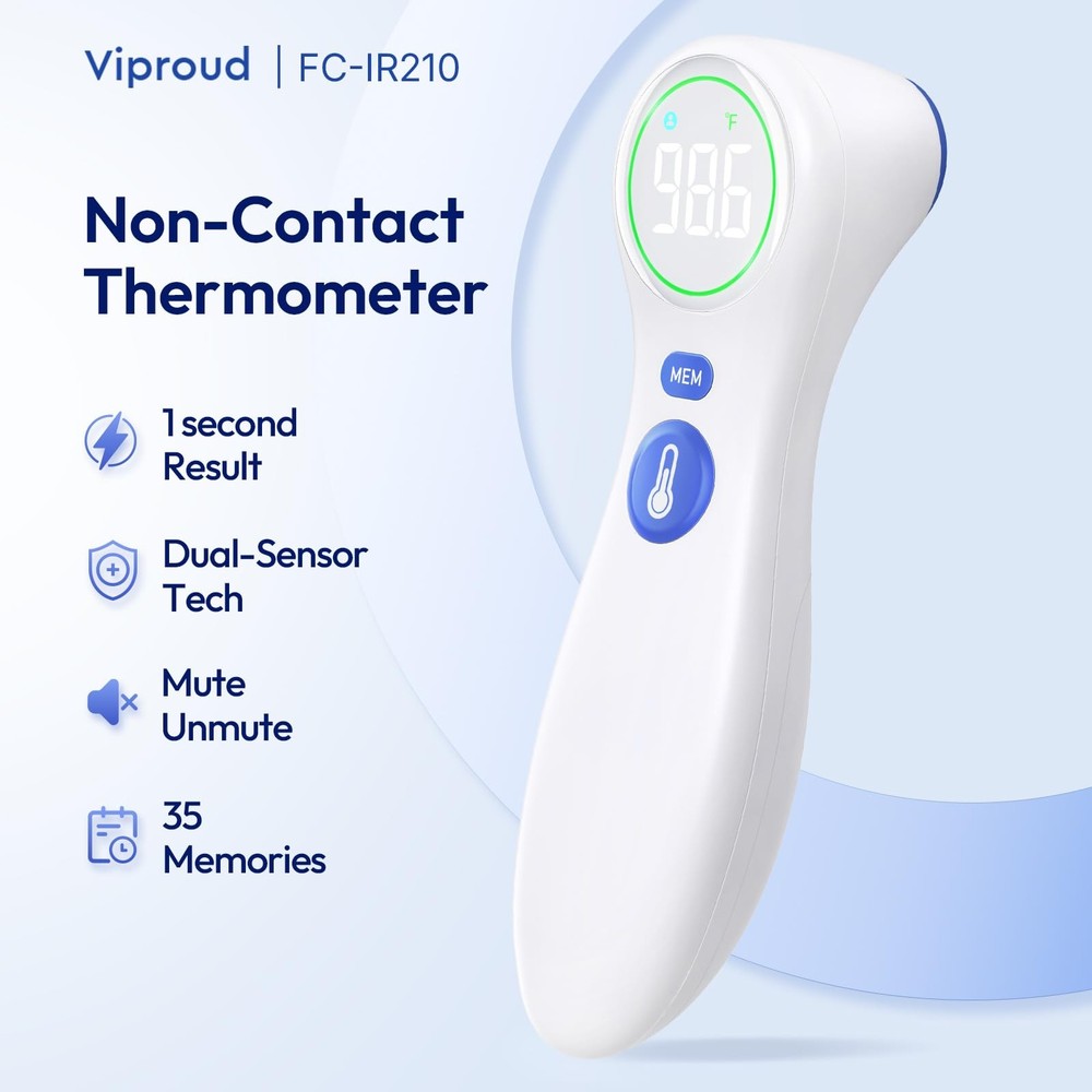 No-Touch Thermometer for Adults and Kids, 1-Second Fast Reading, Color-Coded ...