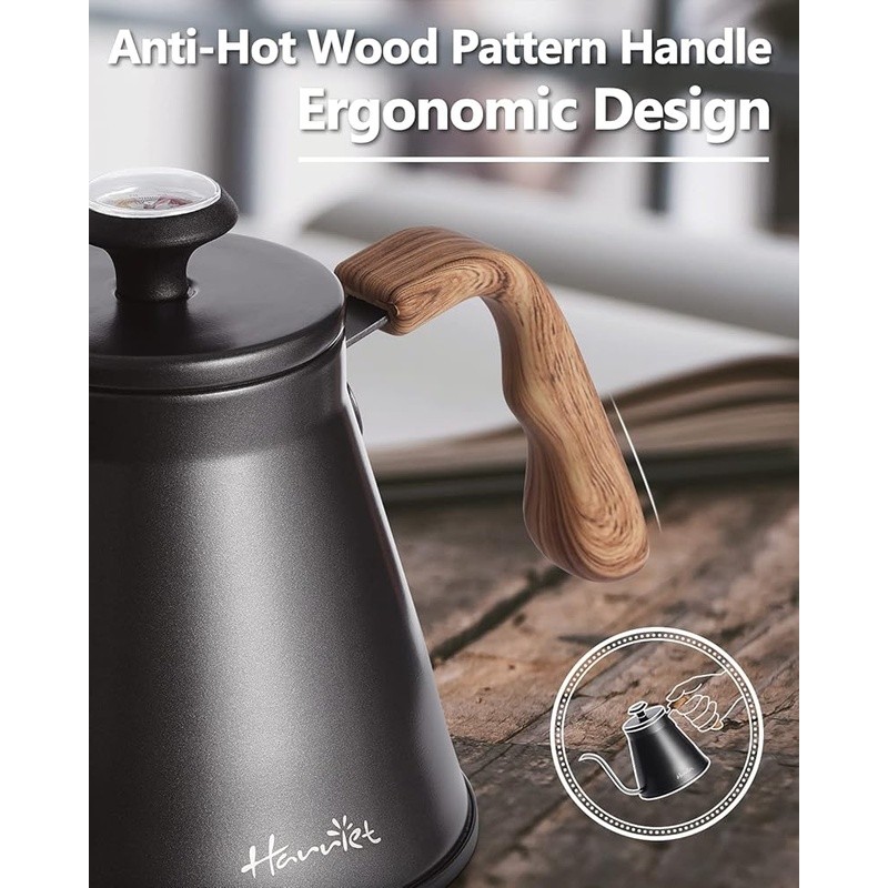 Stainless Steel Gooseneck Kettle W/ Thermometer Precision Brewing Compatibility