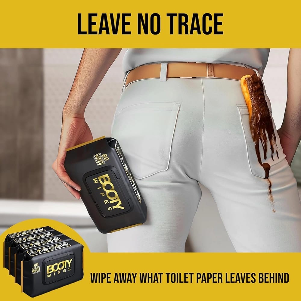 4 Pack Flushable Wipes for Adults by BOOTY WIPES - 80 Sheets per Pack 320 Total