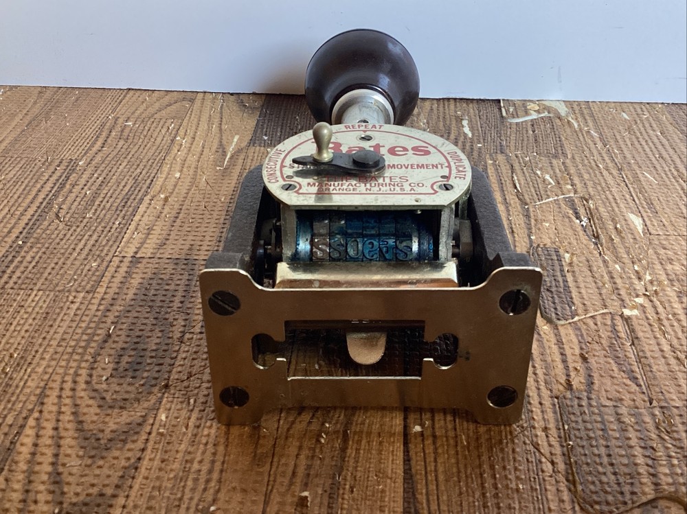 Vintage Bates Numbering Machine 6 Wheels Style E Multiple Movement