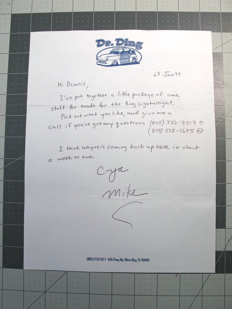 vtg Surfing ephemera - 1999 Dr. Ding letter
