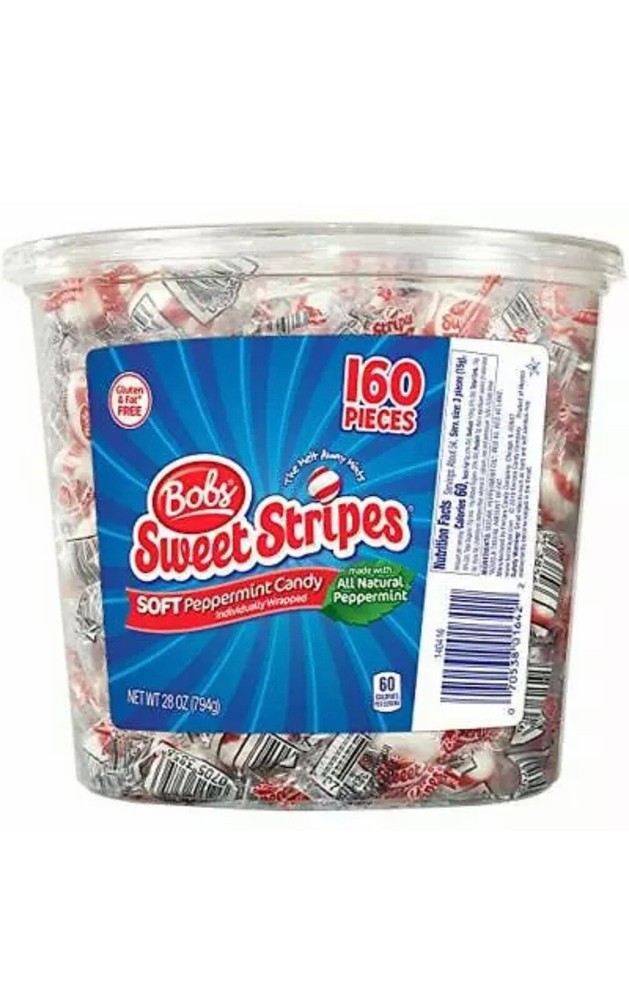 Sweet Stripes Soft Peppermint Candy ( 160 Pieces) 28 oz Jar