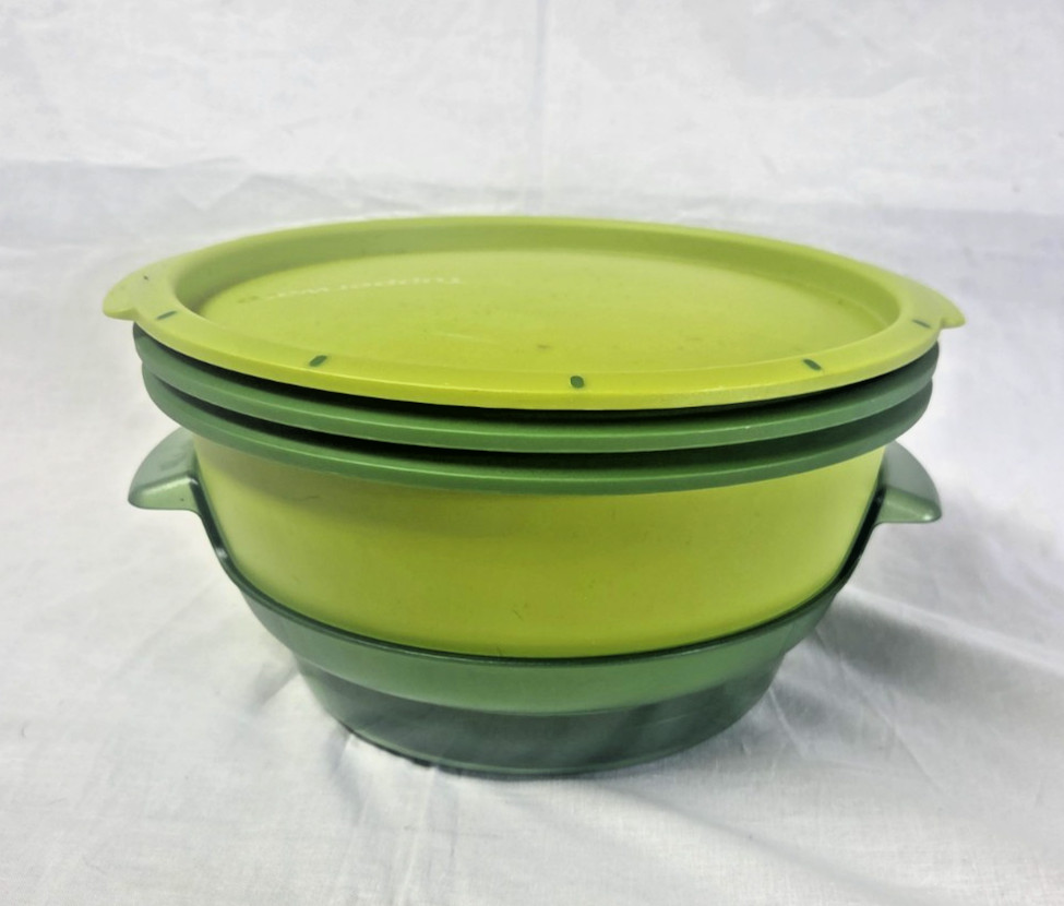 Tupperware Smart Steamer 4 Piece Set Green Microwave Steaming System