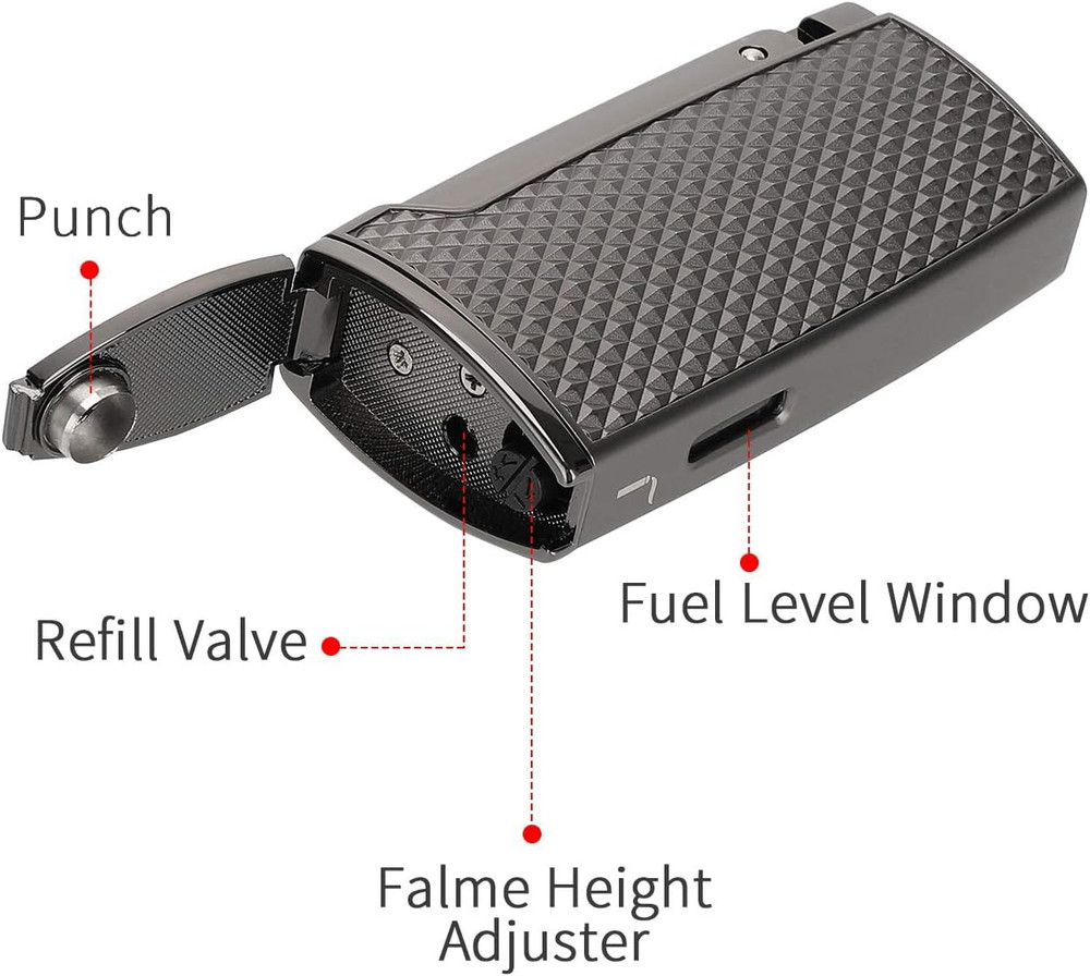 Torch Lighter, 3 Jet Flame Butane Lighter with Punch
