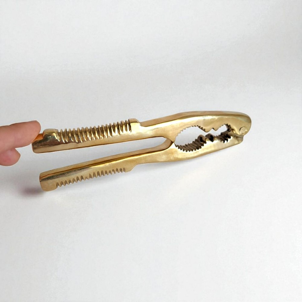 Vintage Solid Brass Nutcracker 16cm Gold Kitchen Tool Collectible Gift