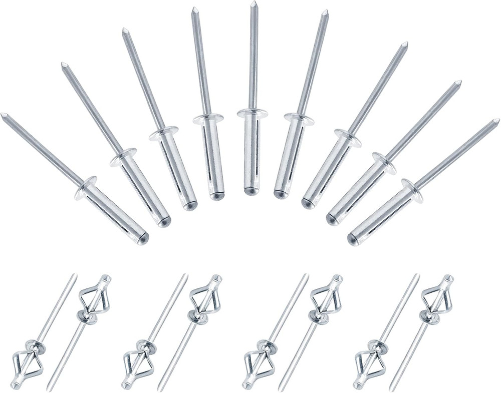 5/32" X 3/4" Trifold Exploding Pop Rivets, Solid Aluminum Tri Grip Rivets Bulb S