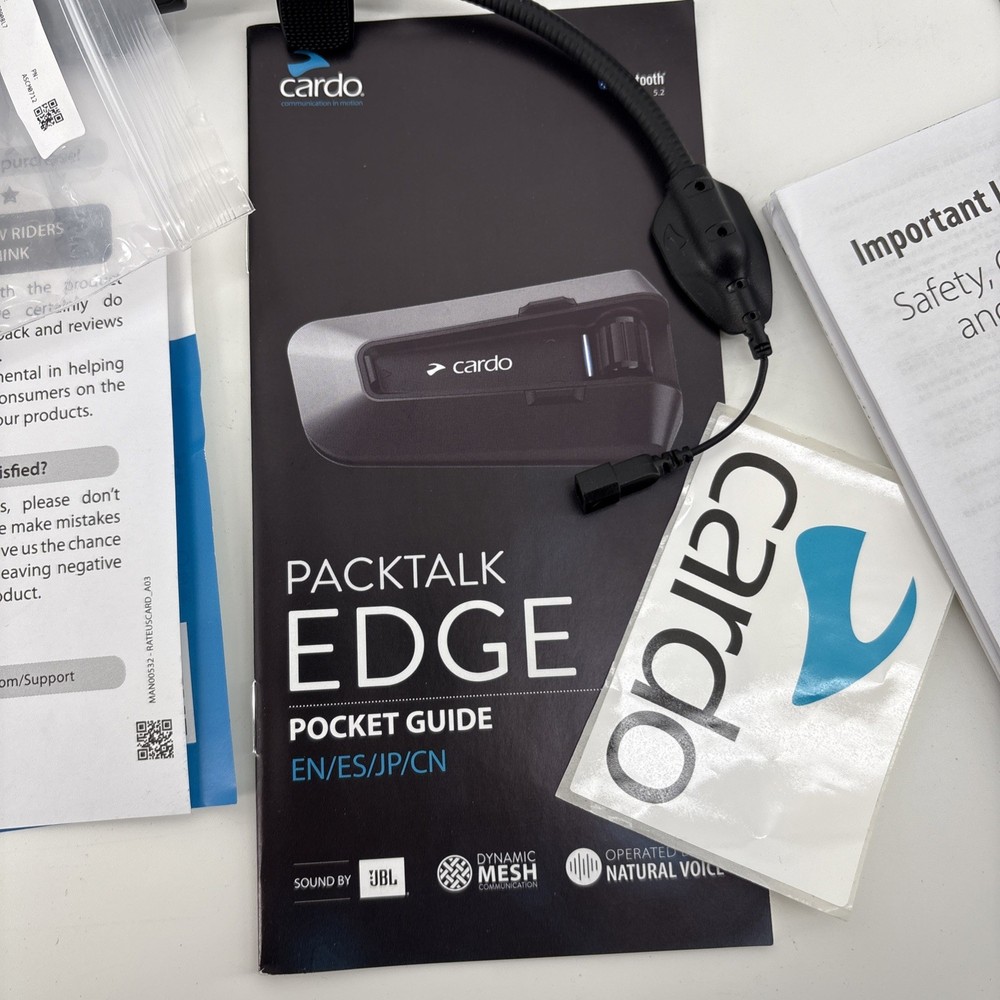 Cardo PACKTALK Edge Motorcycle Bluetooth Communication System Headset Intercom