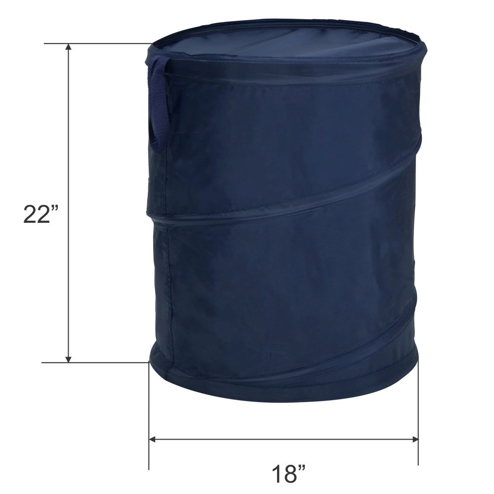 Pop-Up Laundry Hamper – Zipper Lid, 2-Load Capacity, Navy