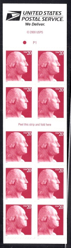U.S. -  3482a - Washington - Booklet Pane - Never Hinged