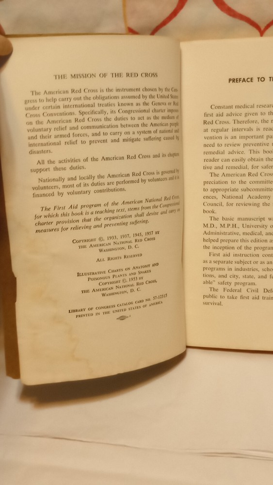 1968 First Aid 4th Edition Red Cross Book