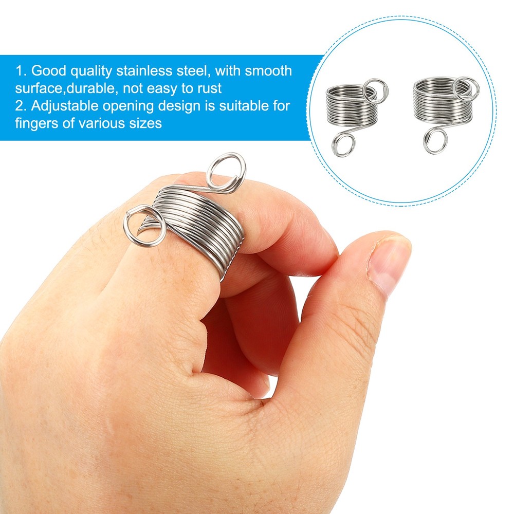 2 Set Adjustable Knitting Crochet Loop Ring for Fingers, Silver