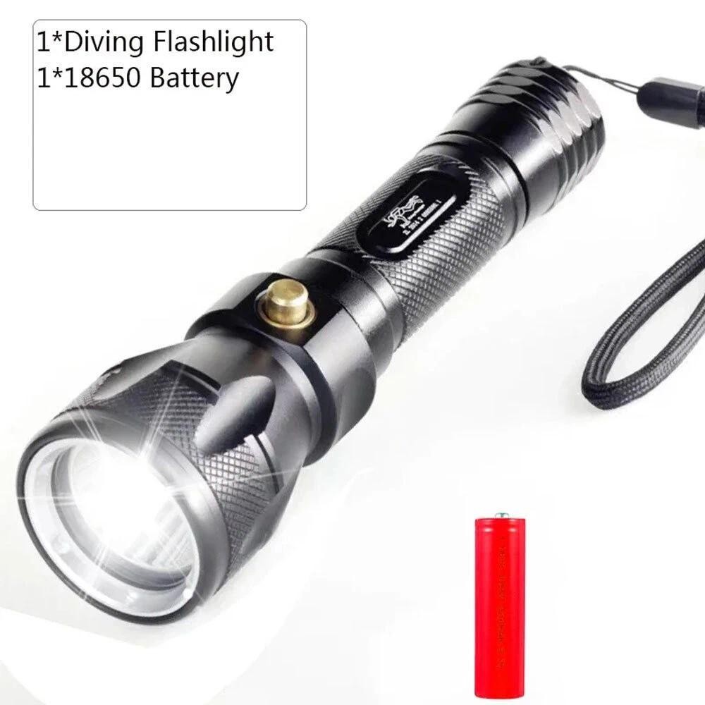 Dive Torch Scuba Diving Light Underwater LED Flashlight Waterproof Scuba Torch
