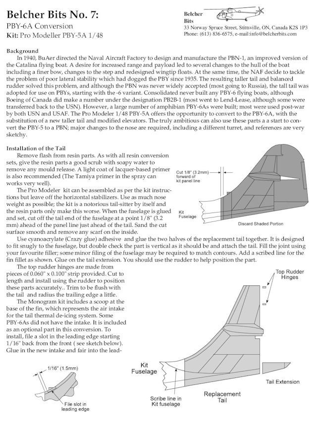 Belcher Bits BB7 - PBY-6 Replacement Tail (1/48 scale)