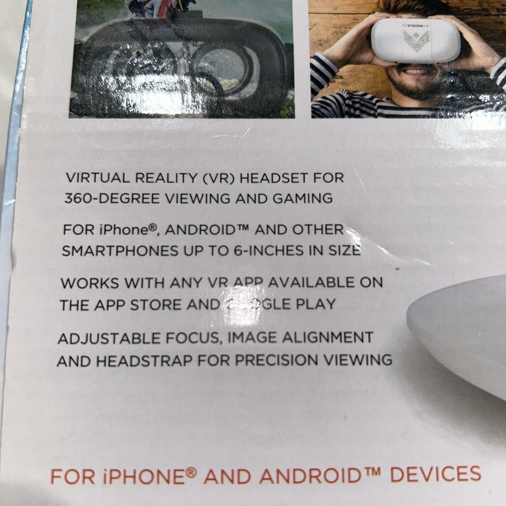 NEW VISION VR 360 DEGREE VIRTUAL REALITY HEADSET FOR iPHONE AND ANDROID DEVICES
