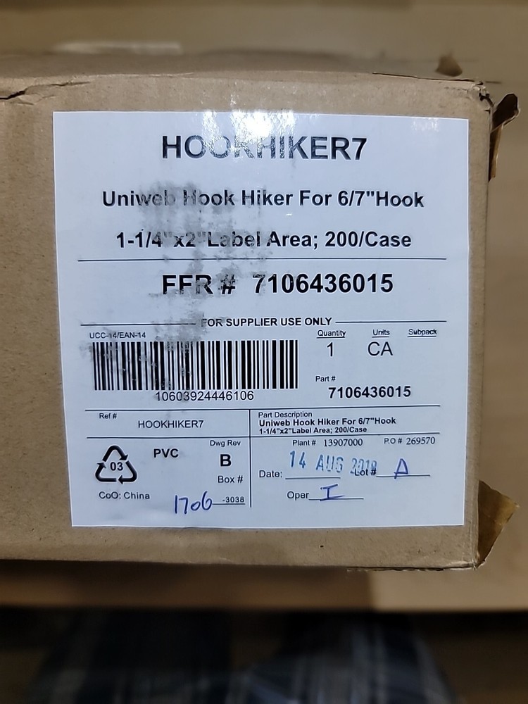 200 6" & 7" Hook Hiker Label HolderPegboard Hook Scanner Holder UPC Barcode
