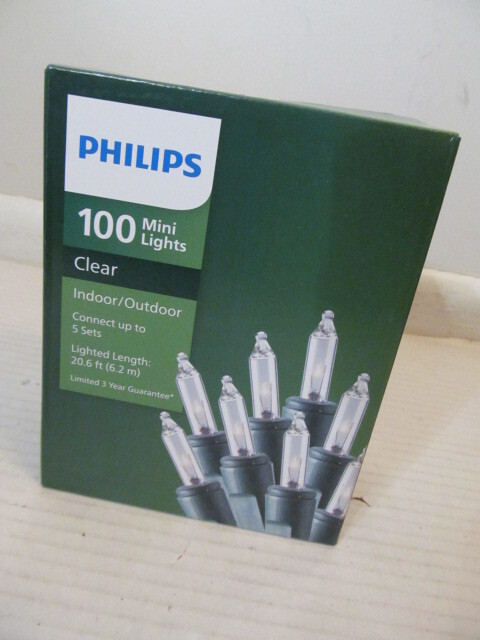 Philips 100 Mini Clear Lights with Green Wire