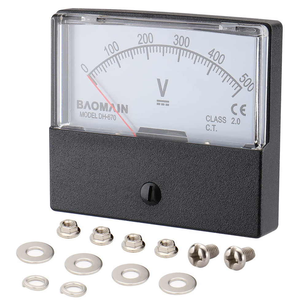 Baomain Voltmeter DH-670 DC 0-500V Rectangular Class 2.5 Analog Panel Volt Volta